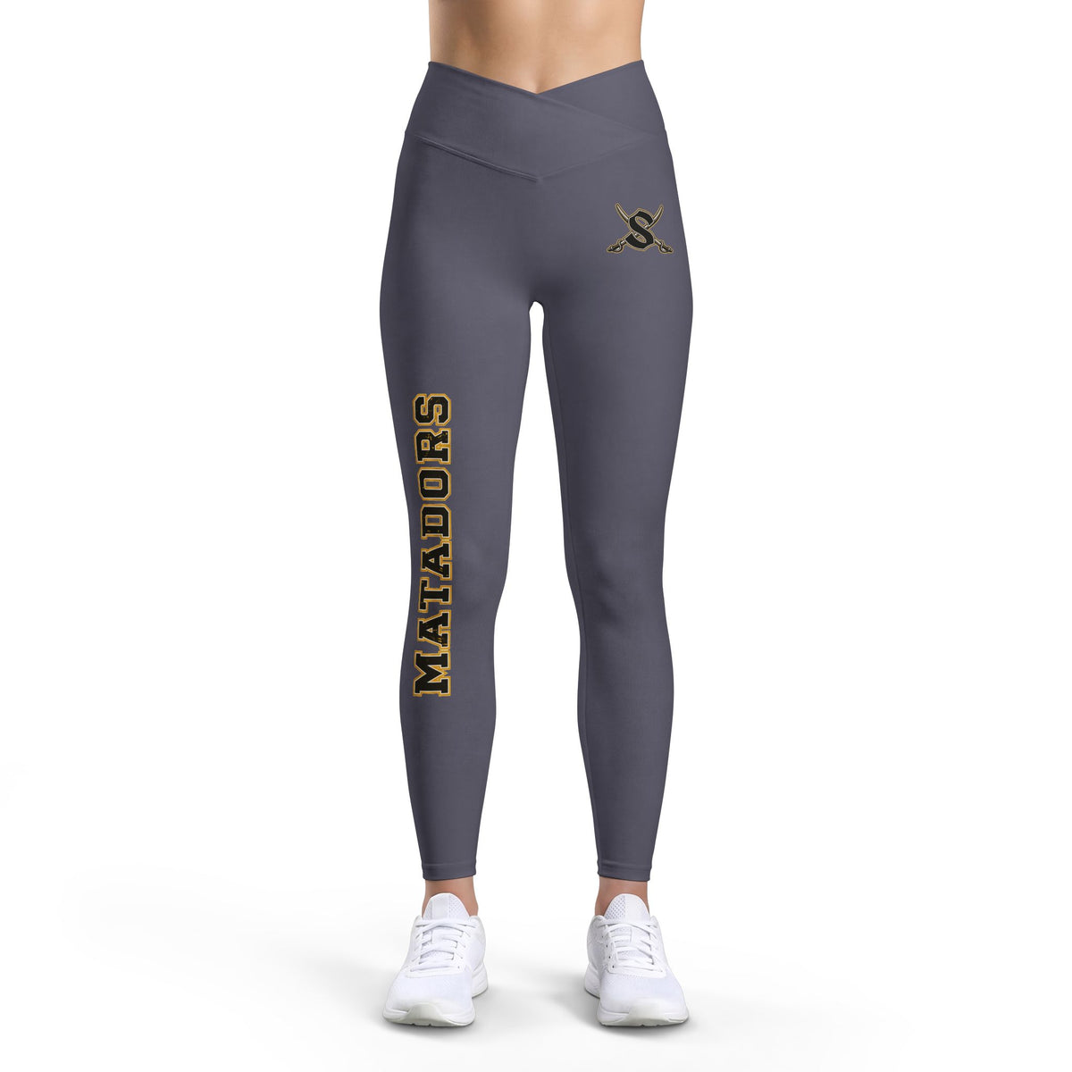 Matadors Black Luxe Leggings — V‑Waist Athletic Yoga Leggings with Side Logo