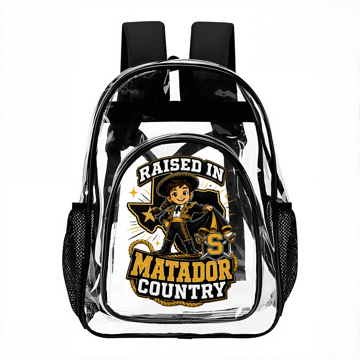 Seguin Junior Lady Matador Clear Backpack with Mesh Pocket