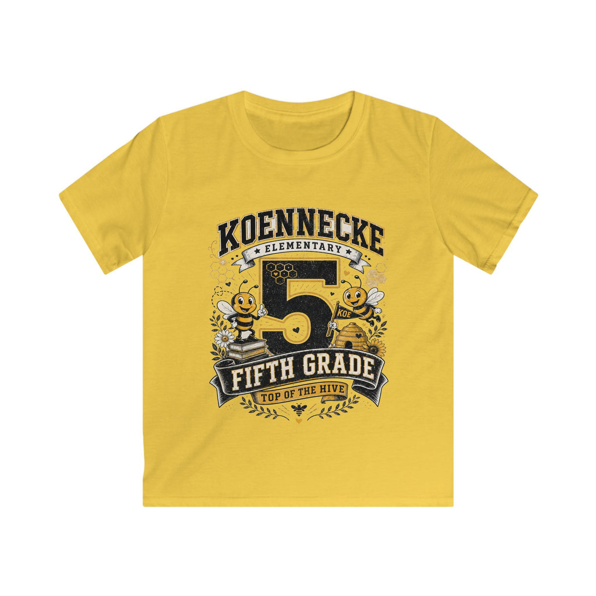 Fifth Grade Kids Tee - 'Koennecke Elementary Top of the Hive' School Spirit Shirt
