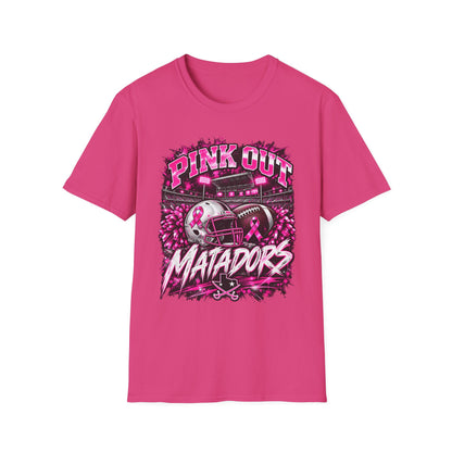 Pink Out Matadors Football T-Shirt — Breast Cancer Awareness Game Tee