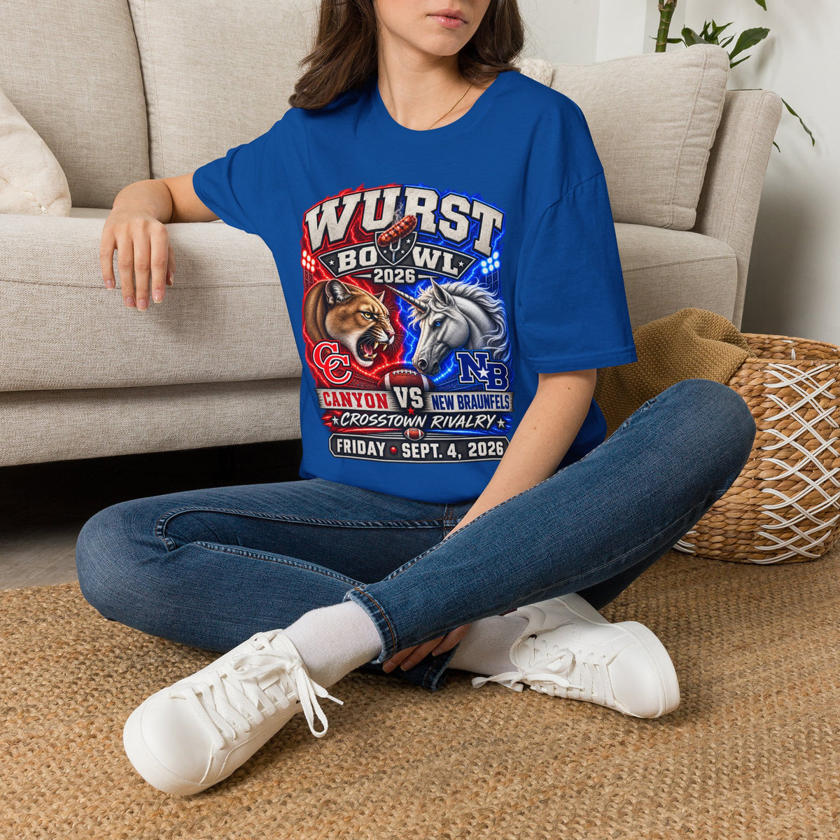 Wurst Bowl 2026 T‑Shirt — Rivalry Game Day Tee (Sausage vs. Unicorn)