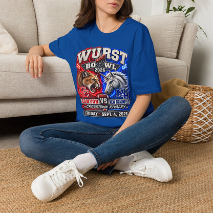 Wurst Bowl 2026 T‑Shirt — Rivalry Game Day Tee (Sausage vs. Unicorn)