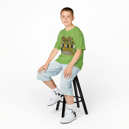 Rodriguez Matadors Elementary Kids T‑Shirt — School Spirit Bow & Mascot Tee