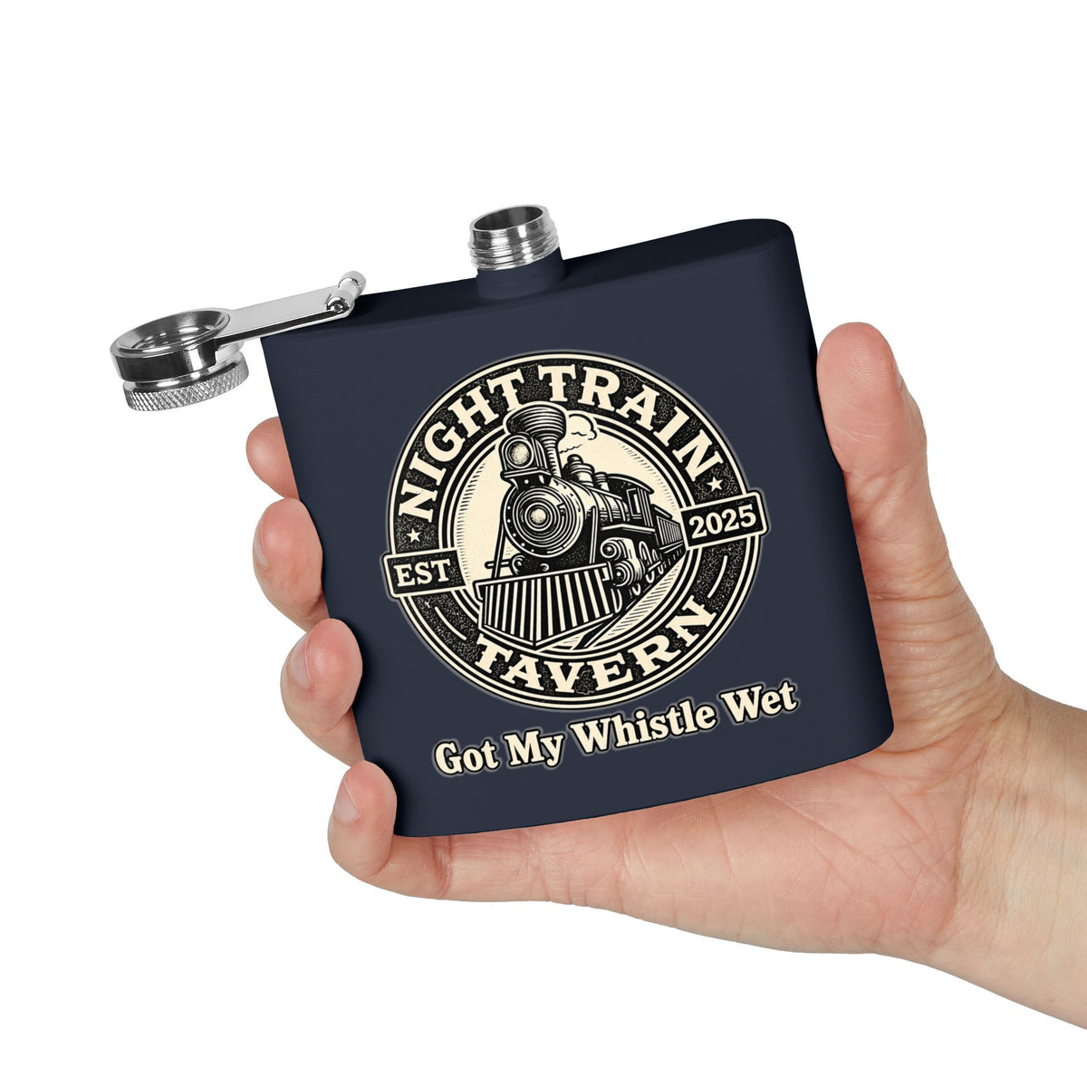 Night Train Stainless Steel Flask, 6oz