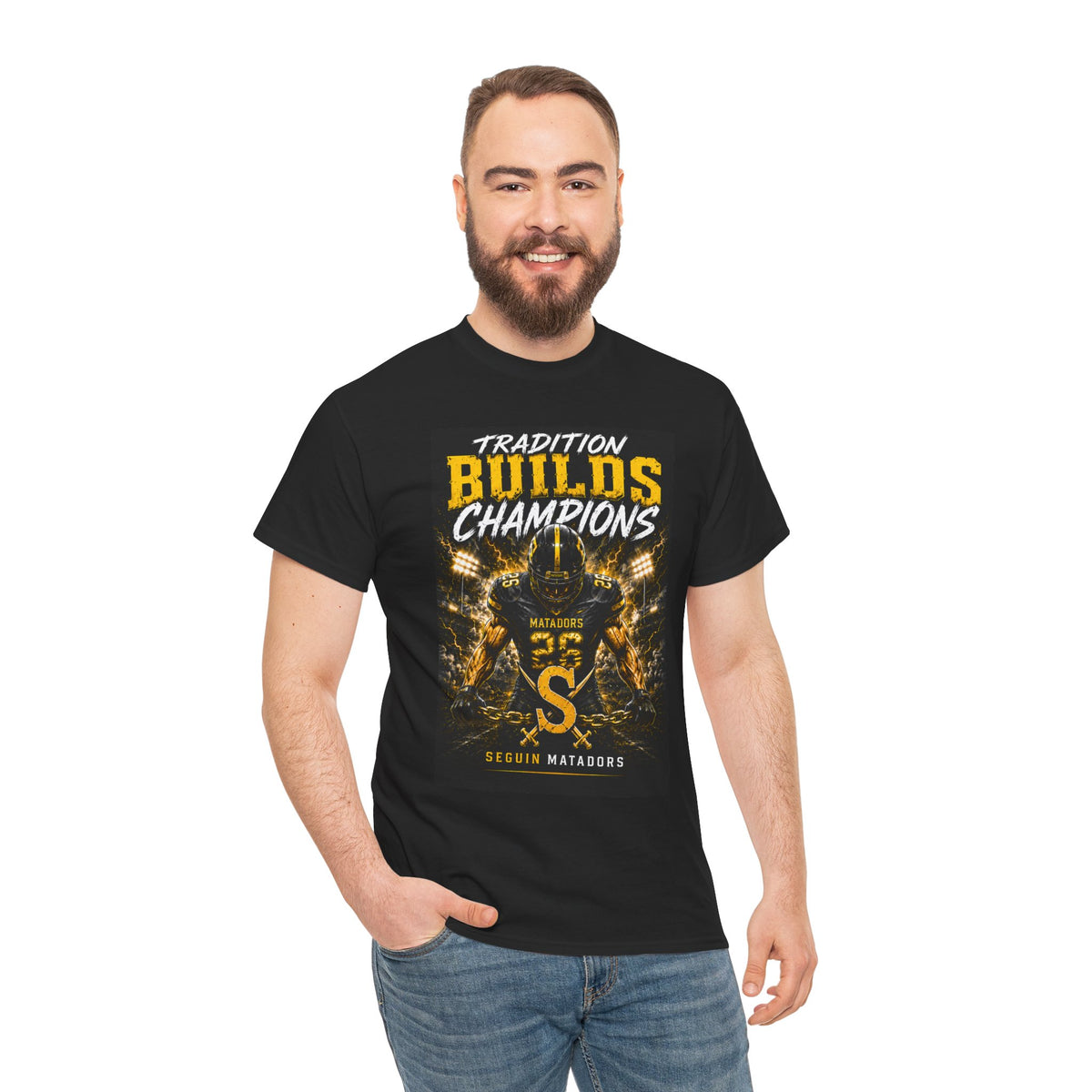 Tradition Builds Champions Football T‑Shirt — Senior Matadors Team Tee
