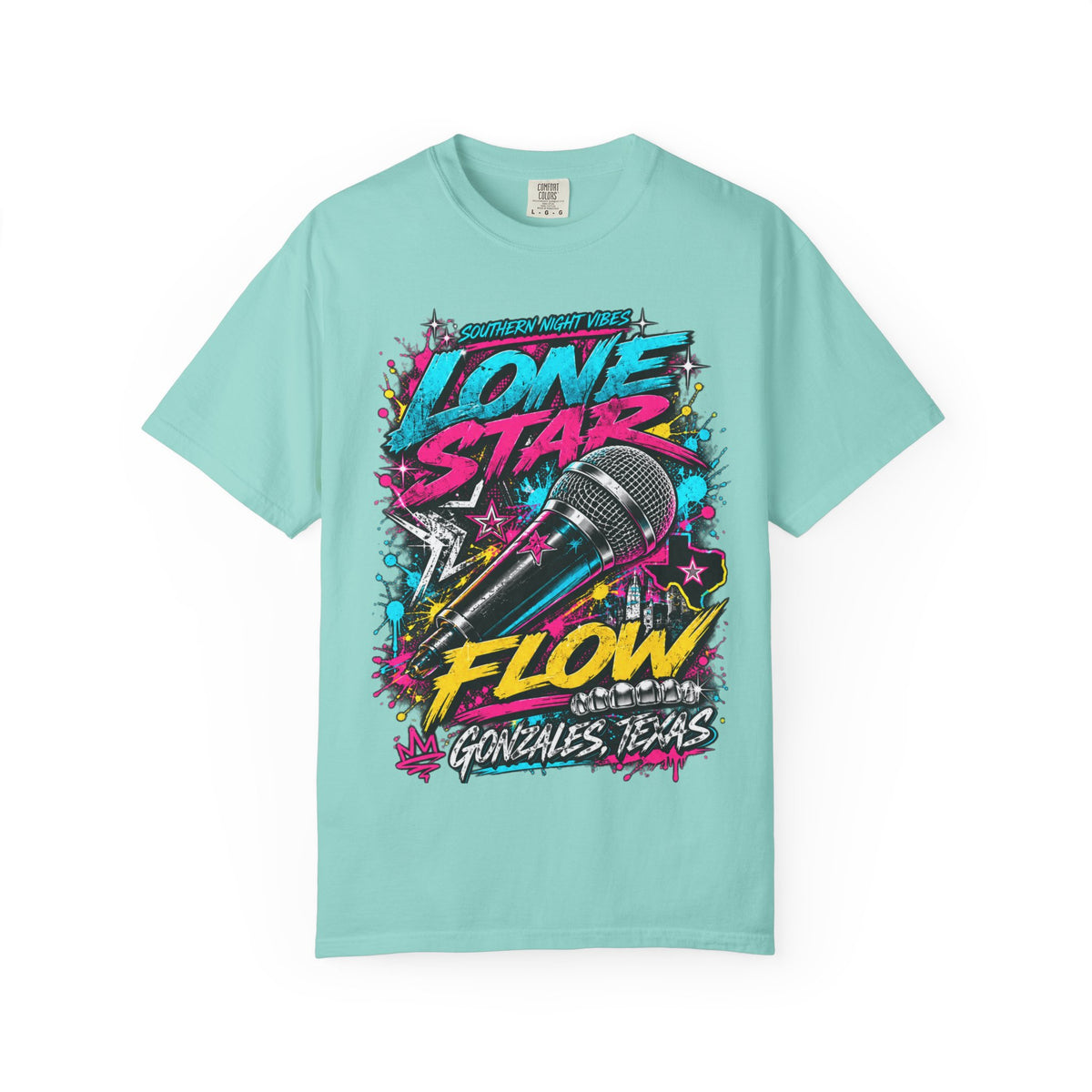 Lone Star Flow Microphone T-Shirt — Gonzales, Texas Retro Rap Tee