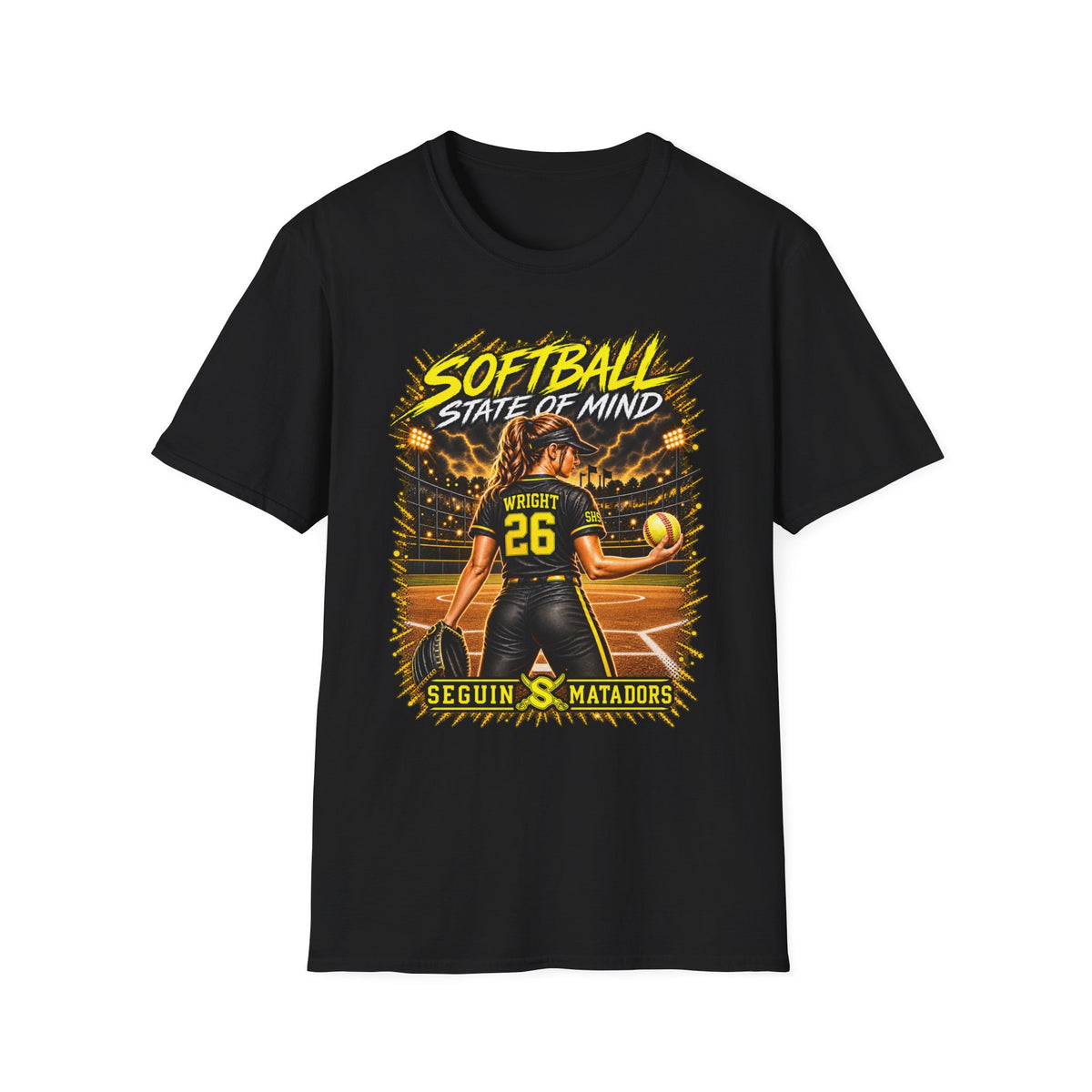 Custom Seguin Matador Softball Player Tee | Personalized Name & Jersey Number