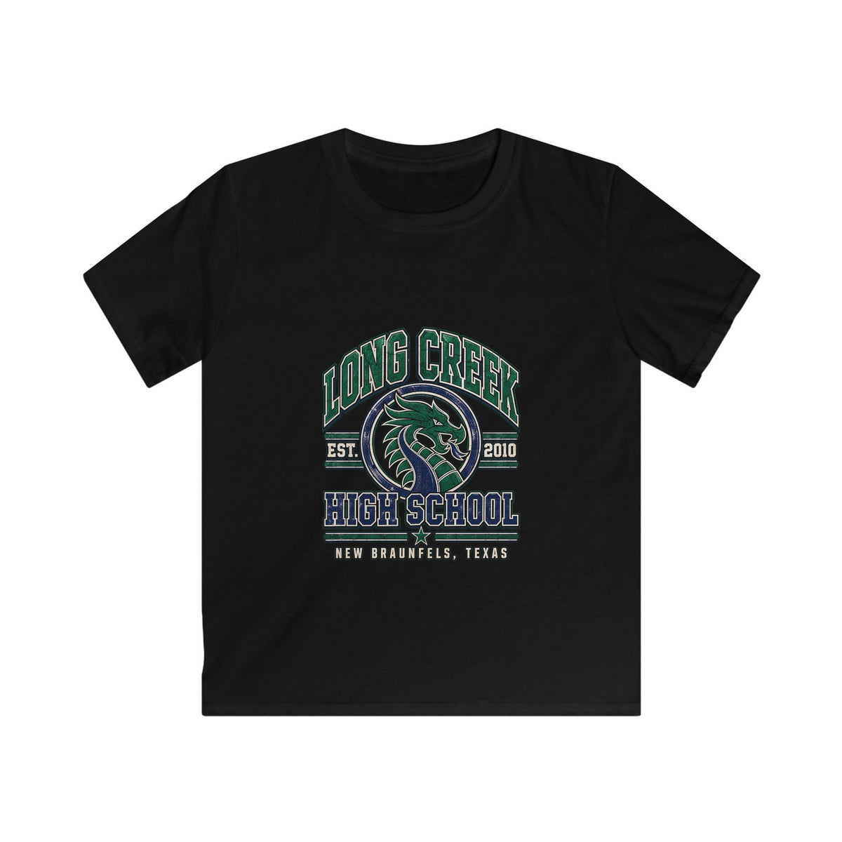 Long Creek High School Kids Tee – Dragon Mascot School Spirit Shirt