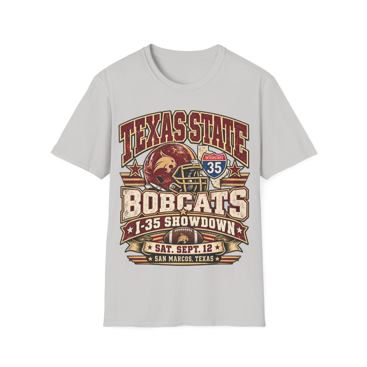 Texas State Bobcats Football T‑Shirt – I‑35 Showdown Game Day Tee