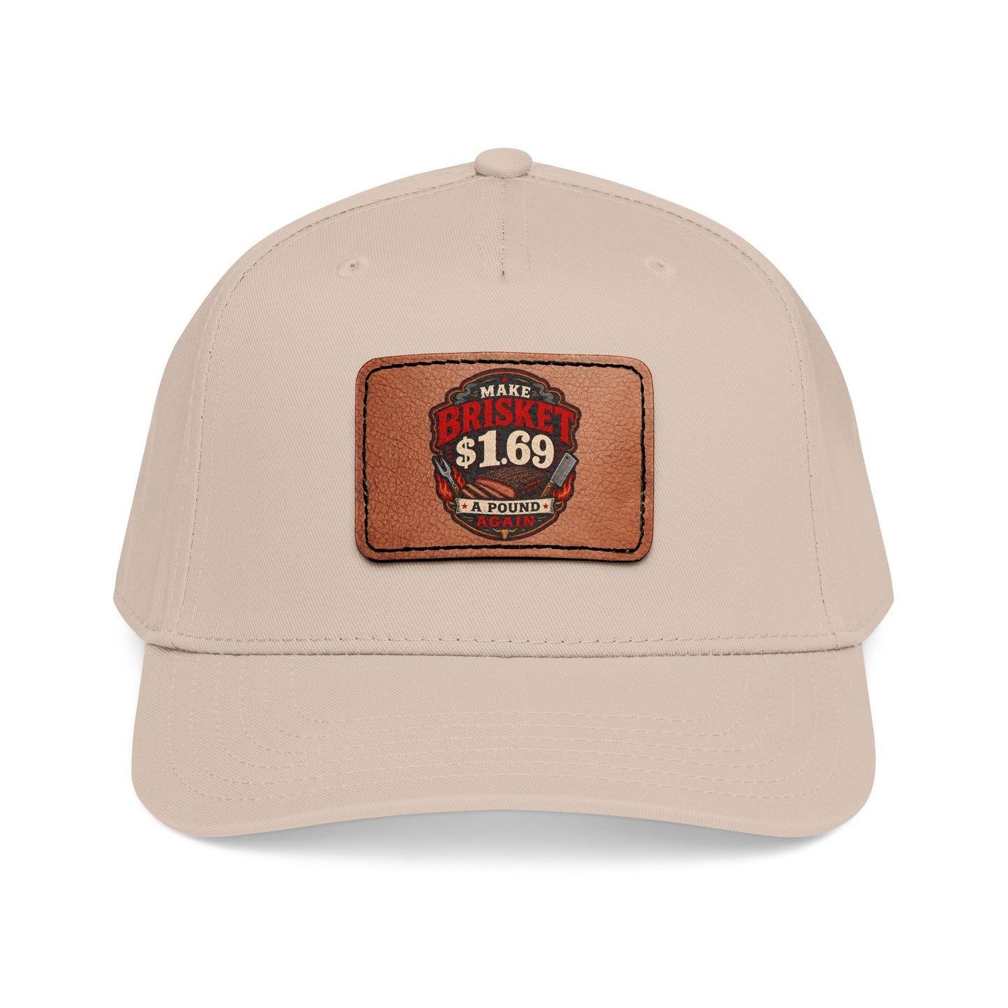 VSA Brisket Mid Profile Baseball Cap with Leather Patch (Rectangle)