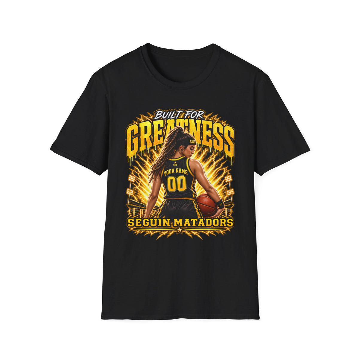 Custom Seguin Matador Girls Basketball Player Tee | Personalized Name & Jersey Number