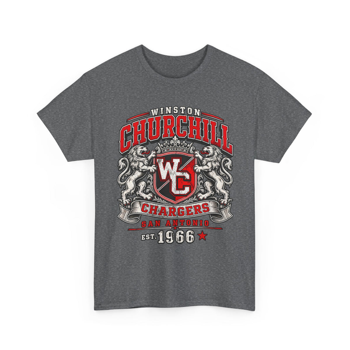 Churchill Chargers Vintage Crest T-Shirt — Winston Churchill 1966 School Spirit Tee