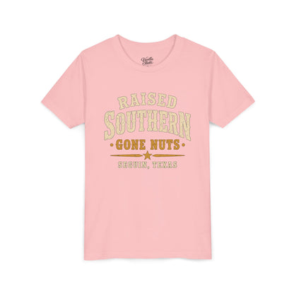 Youth Tee — "Raised Southern, Lone Star" Seguin, Texas Kids Shirt