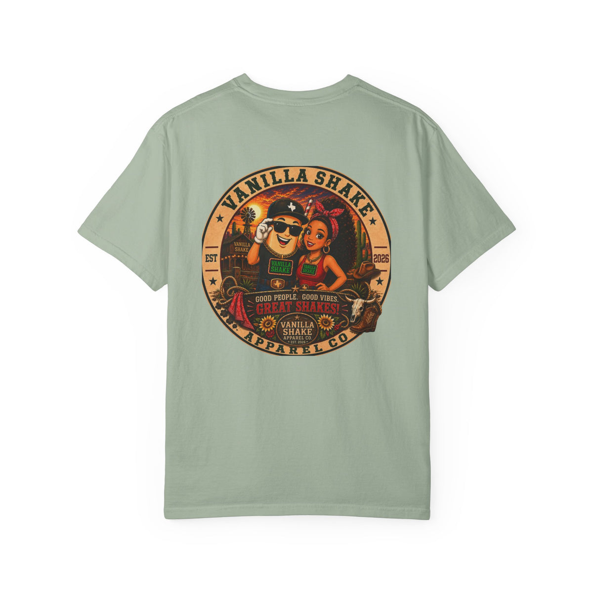 Mr. & Mrs. Shake Logo Unisex Garment-Dyed T-shirt