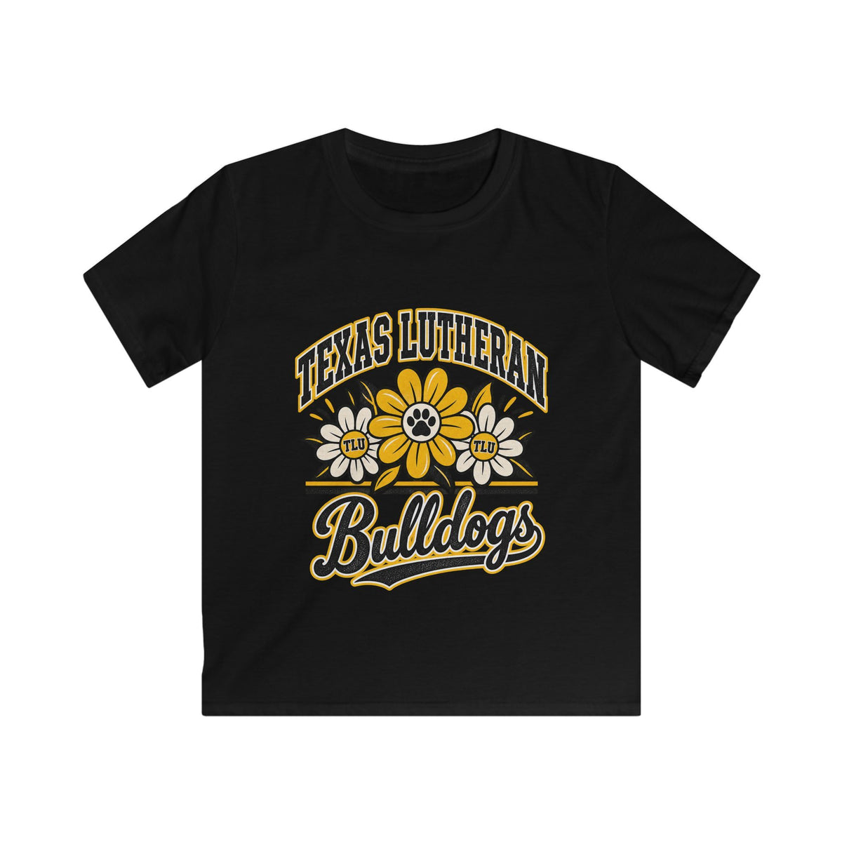 Texas Lutheran Bulldogs Kids T-Shirt — Floral Mascot Youth Tee