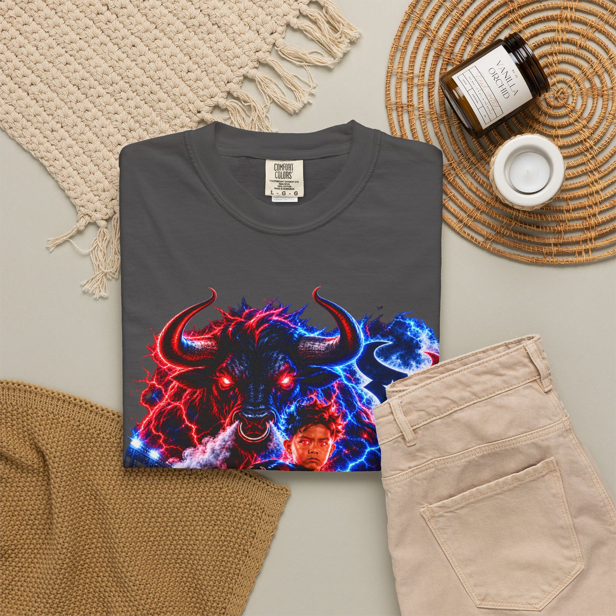 Houston Texans Bull Graphic T-Shirt — Neon Player & Team Logo Football Tee
