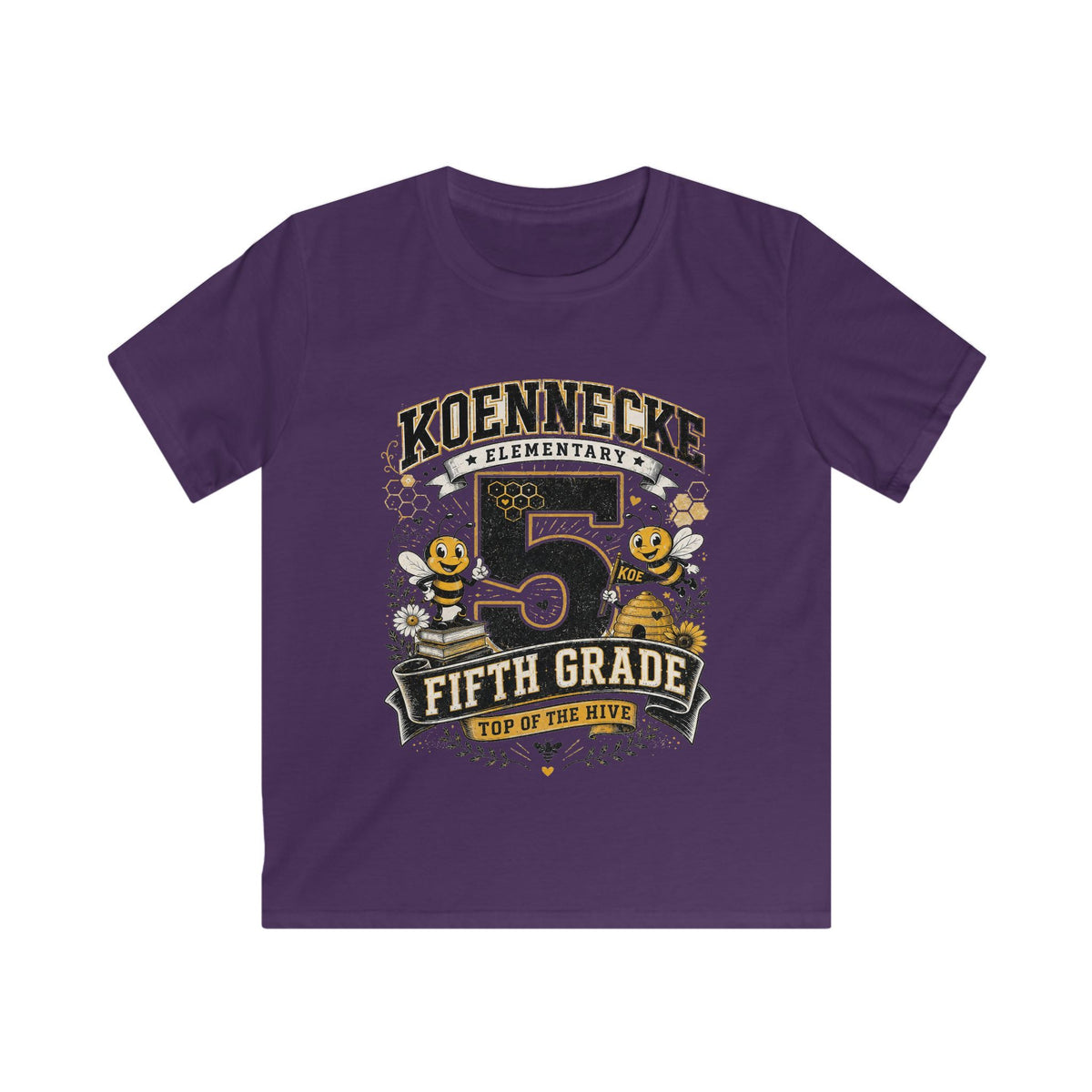 Fifth Grade Kids Tee - 'Koennecke Elementary Top of the Hive' School Spirit Shirt