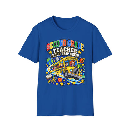 Second Grade Teacher Field Trip Crew T-Shirt — Cute School Bus Teacher Tee
