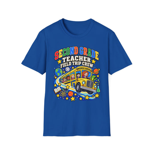 Second Grade Teacher Field Trip Crew T-Shirt — Cute School Bus Teacher Tee