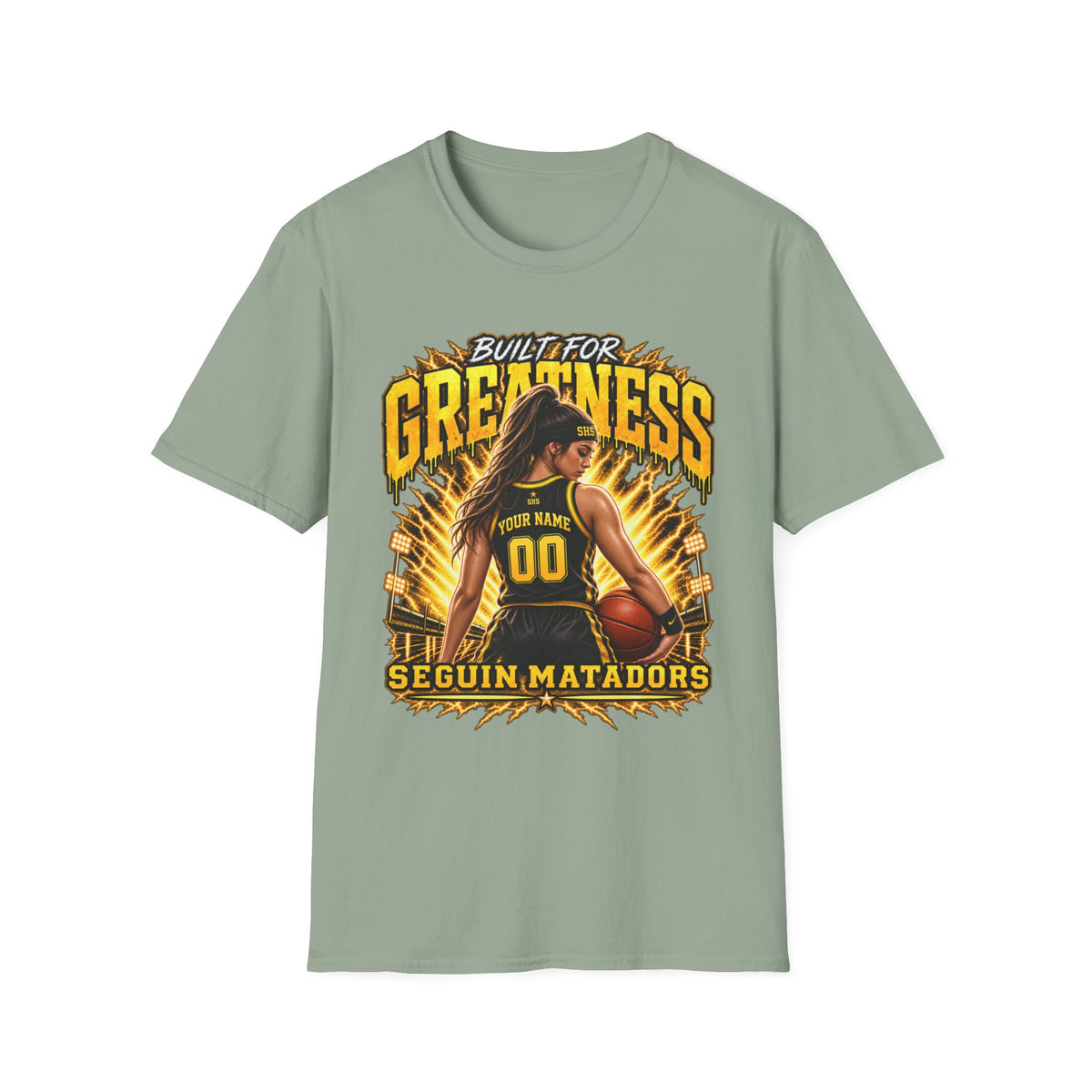 Custom Seguin Matador Girls Basketball Player Tee | Personalized Name & Jersey Number