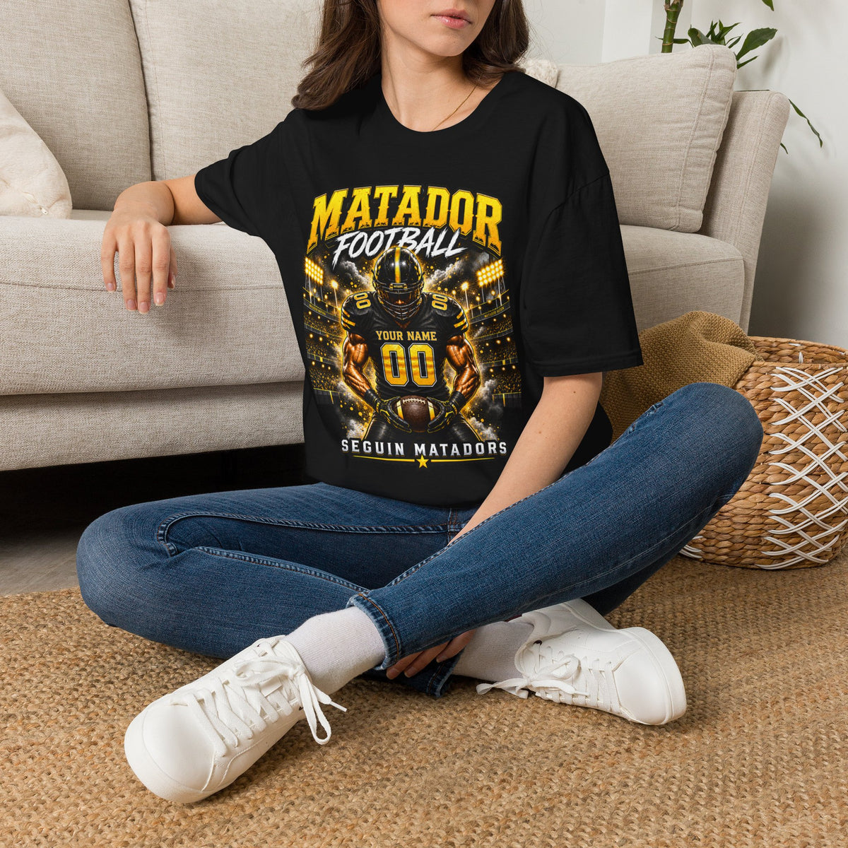 Custom Seguin Matador Football Player Tee | Personalized Name & Jersey Number