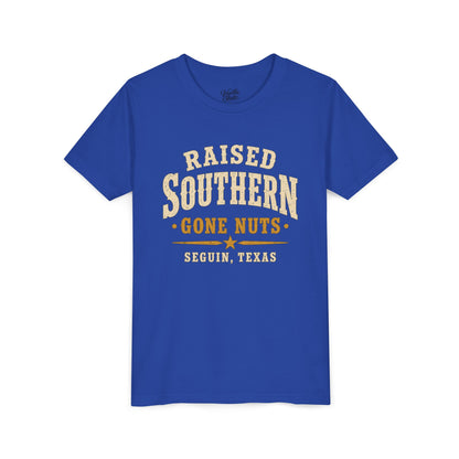 Youth Tee — "Raised Southern, Lone Star" Seguin, Texas Kids Shirt