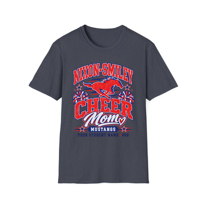 Nixon-Smiley Mustangs Cheer Mom T-Shirt — Personalized School Spirit Tee
