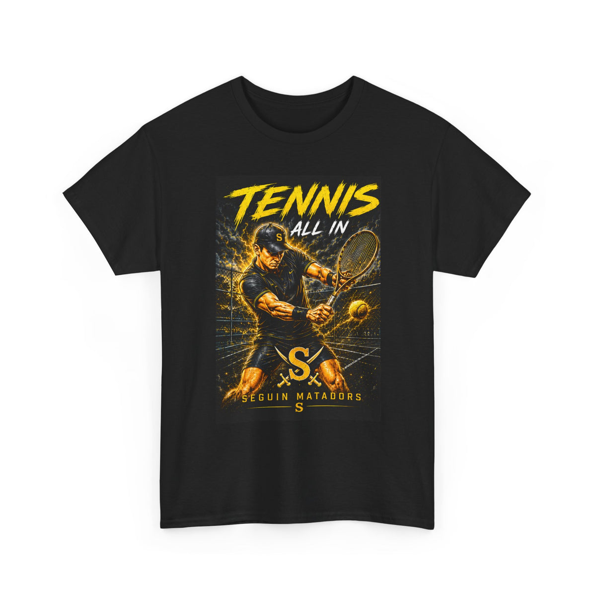Tennis All In Graphic Tee — Vintage Tennis Player Poster Shirt