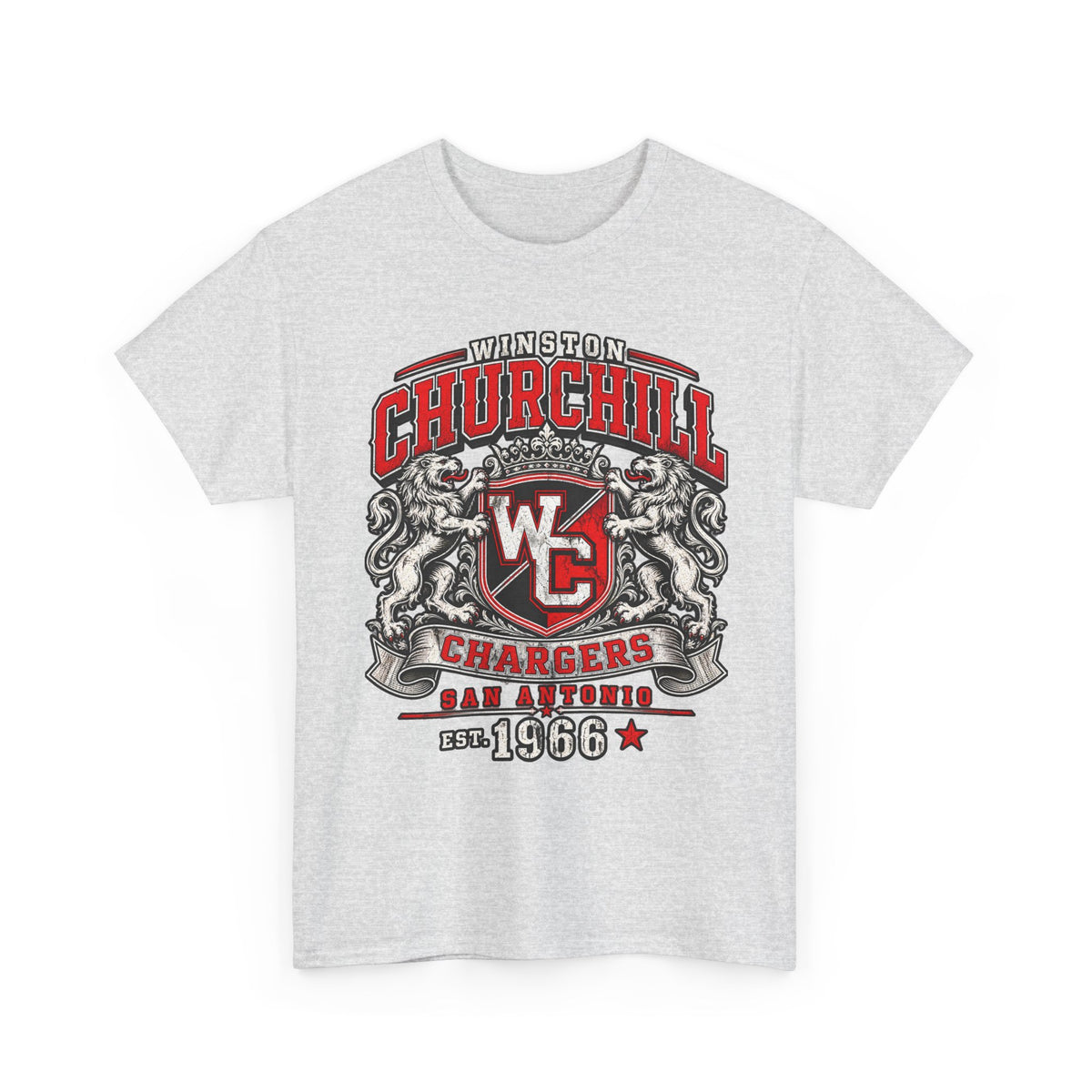 Churchill Chargers Vintage Crest T-Shirt — Winston Churchill 1966 School Spirit Tee