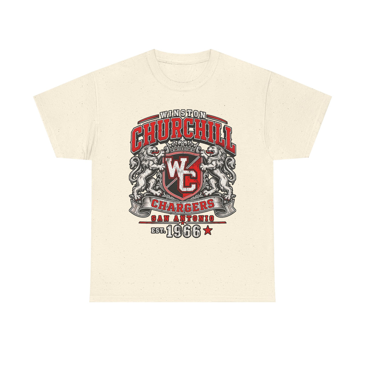 Churchill Chargers Vintage Crest T-Shirt — Winston Churchill 1966 School Spirit Tee