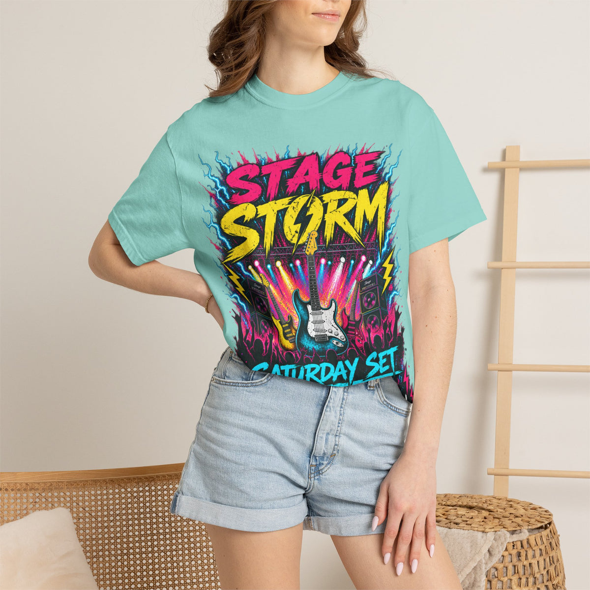 Stage Storm Rock Band T-Shirt — "Stage Storm" Guitar Concert Graphic Tee
