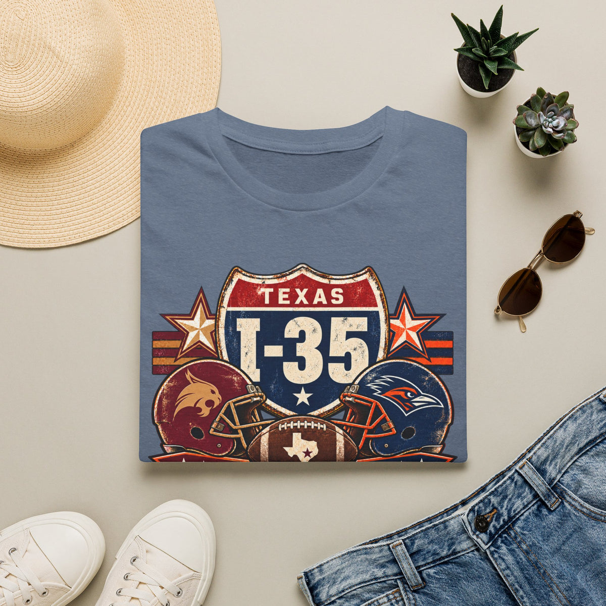 I-35 Texas Showdown Football T-Shirt – Texas State vs UTSA Game Day Tee