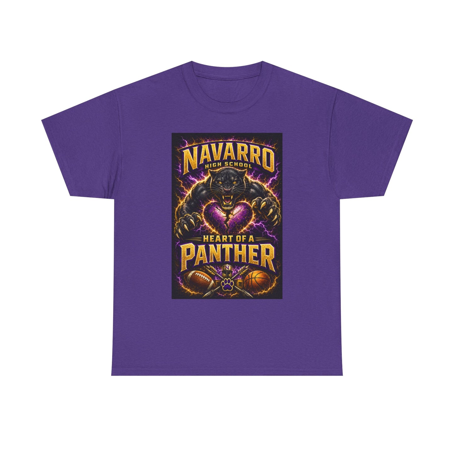 Panther Football Tee — "Navarro Heart of a Panther" High School Mascot Shirt