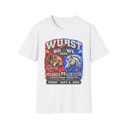 Wurst Bowl 2026 T‑Shirt — Rivalry Game Day Tee (Sausage vs. Unicorn)