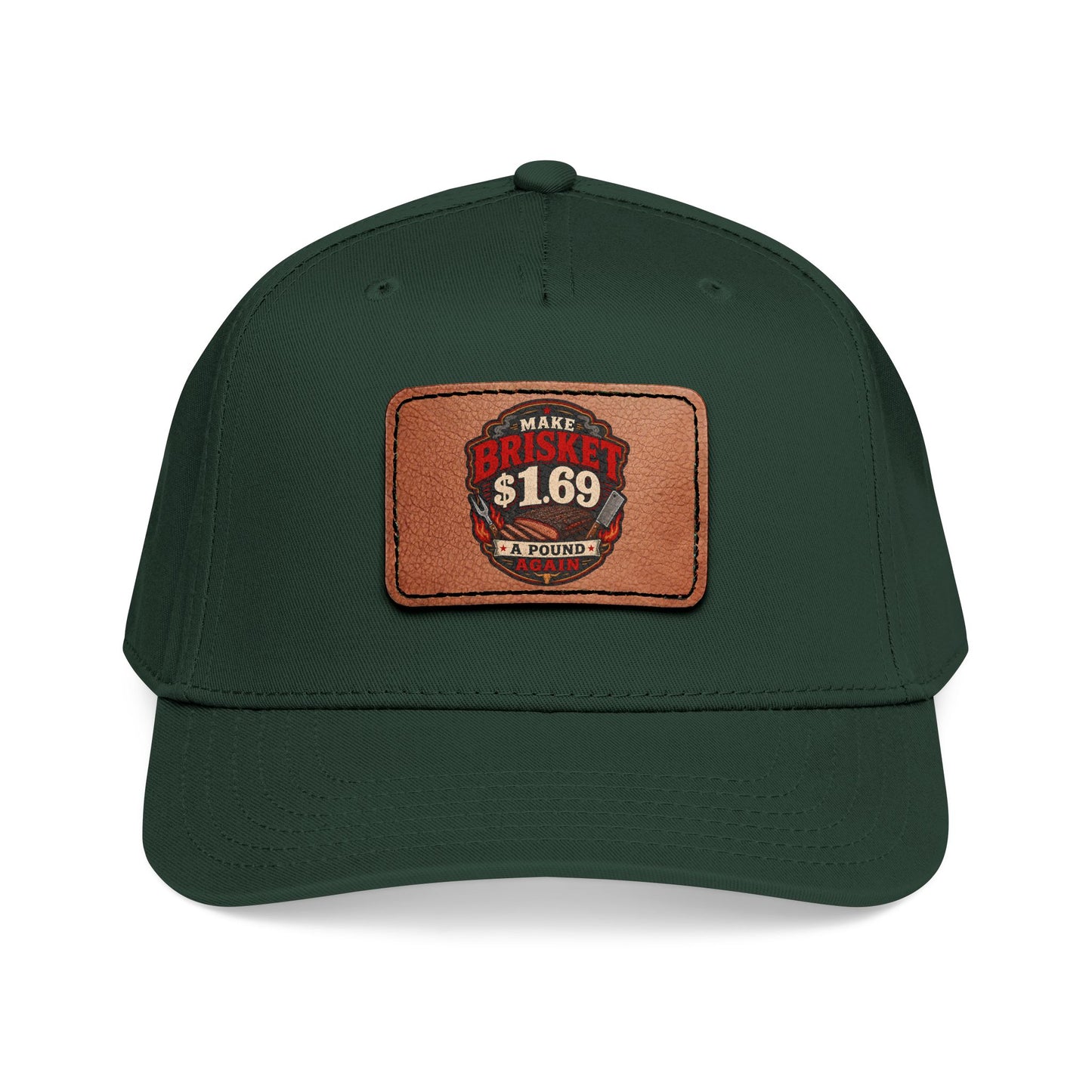 VSA Brisket Mid Profile Baseball Cap with Leather Patch (Rectangle)