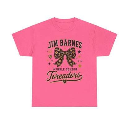 T-Shirt — Jim Barnes Middle School Toreadors Cheer Bow Design