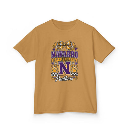 Kids Navarro Elementary Panthers T‑Shirt — Purple & Gold School Spirit Tee