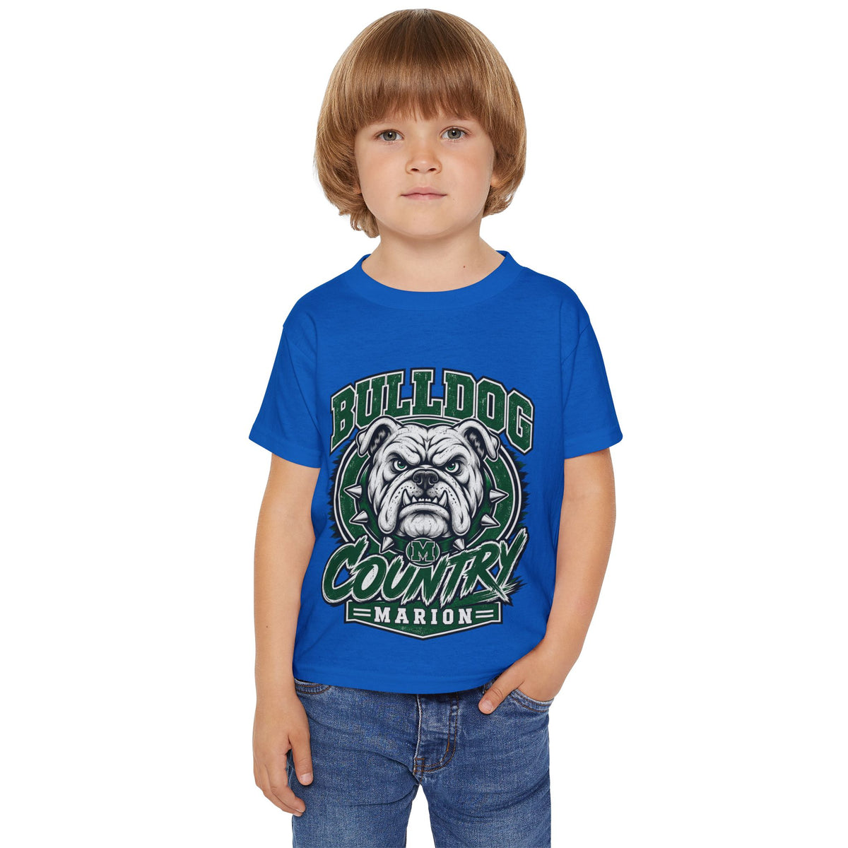 Bulldog Country Toddler T-Shirt — Marion Bulldogs Personalized Number (e.g., Jordan 74)