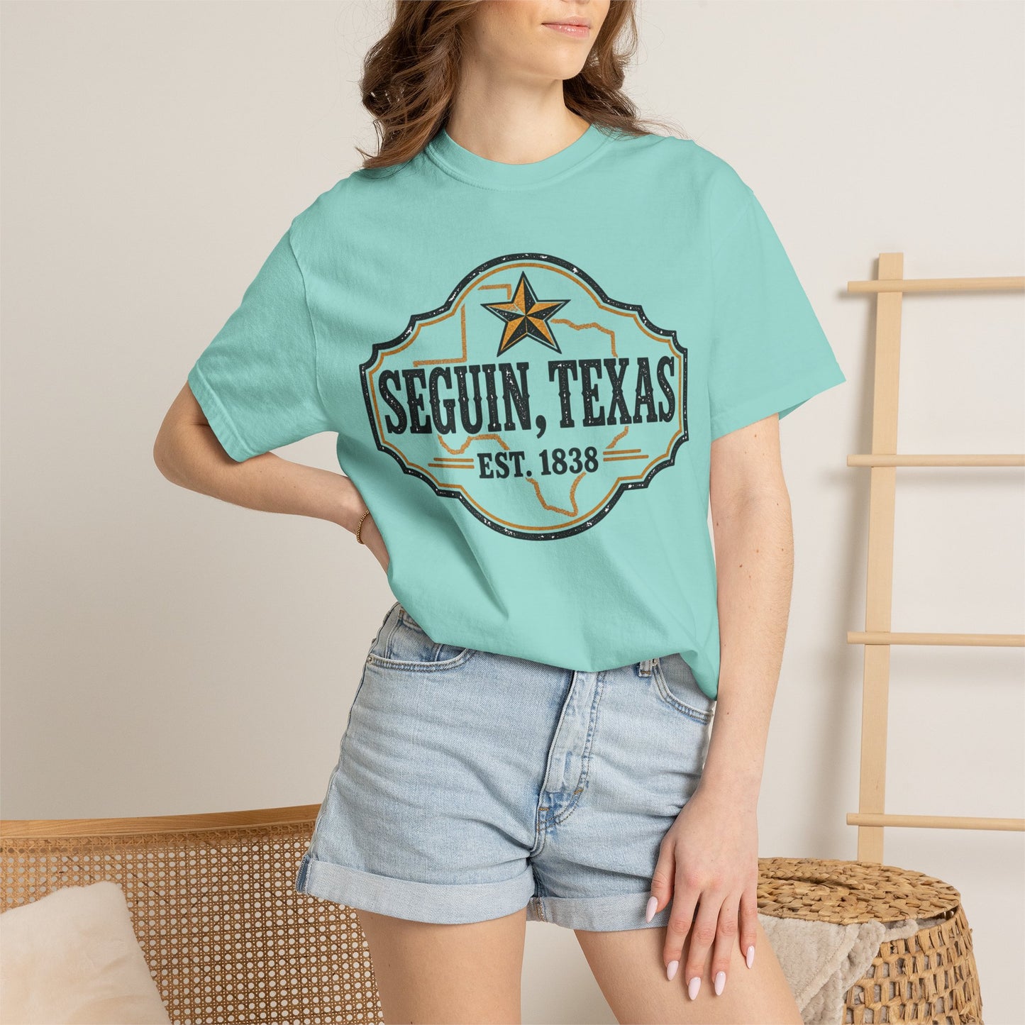 Seguin, Texas Vintage Badge T-Shirt — Est. 1838 Cotton Tee