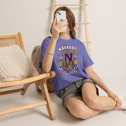 Navarro Panthers High School Tee — 'N' Leopard Ribbon Paw Print Design