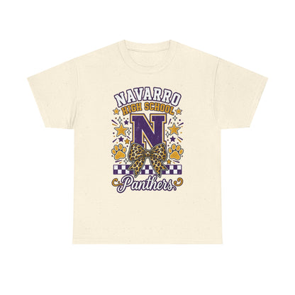 Navarro Panthers High School Tee — 'N' Leopard Ribbon Paw Print Design