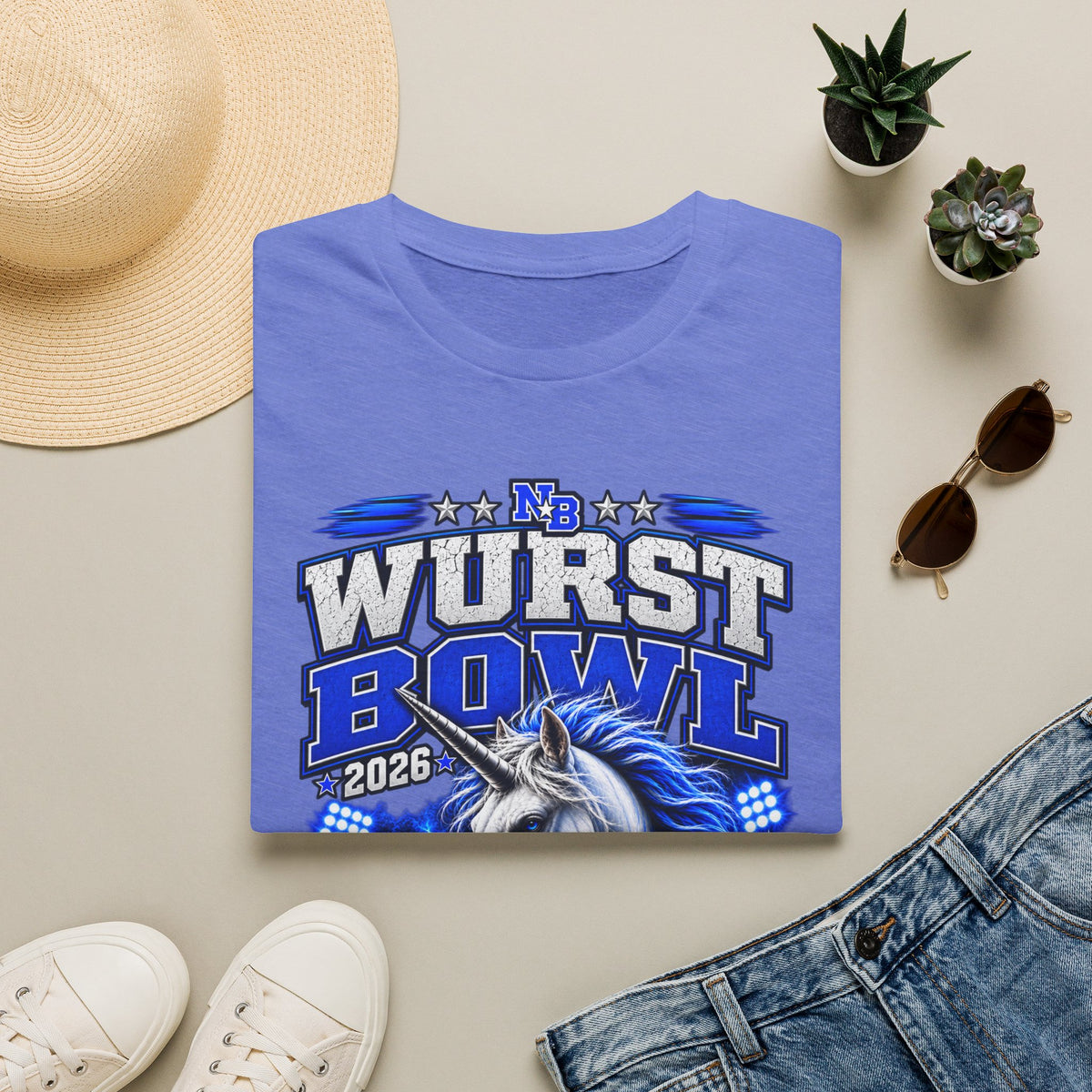 Wurst Bowl T-Shirt — New Braunfels 2026 Unicorn Football Event Tee