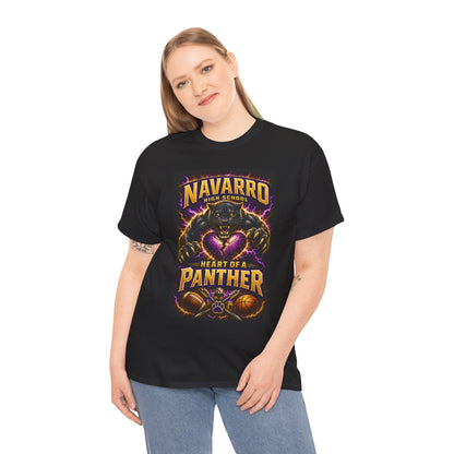 Panther Football Tee — "Navarro Heart of a Panther" High School Mascot Shirt