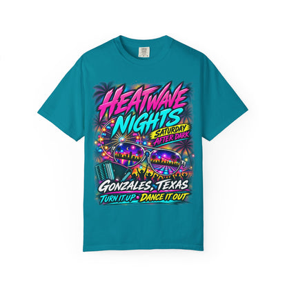 Heatwave Nights T-Shirt — Gonzales, Texas Retro Neon Party Tee