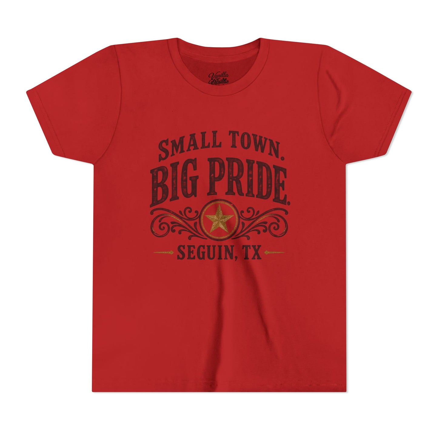 Youth Tee — "Small Town. Big Pride. Seguin, TX" Vintage Star