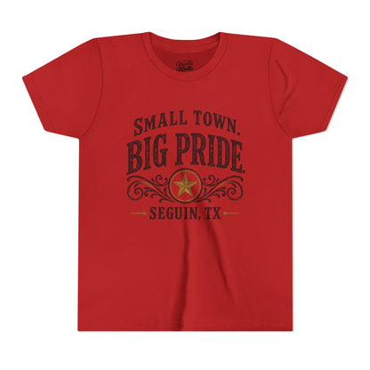 Youth Tee — "Small Town. Big Pride. Seguin, TX" Vintage Star