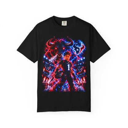 Houston Texans Bull Graphic T-Shirt — Neon Player & Team Logo Football Tee