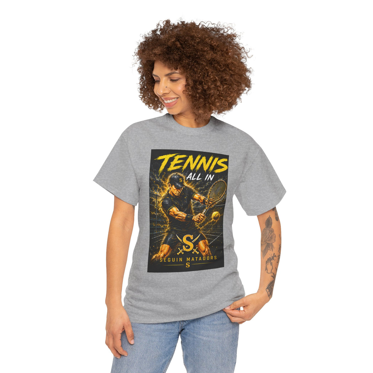 Tennis All In Graphic Tee — Vintage Tennis Player Poster Shirt
