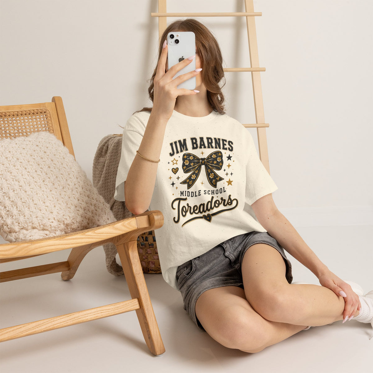 T-Shirt — Jim Barnes Middle School Toreadors Cheer Bow Design