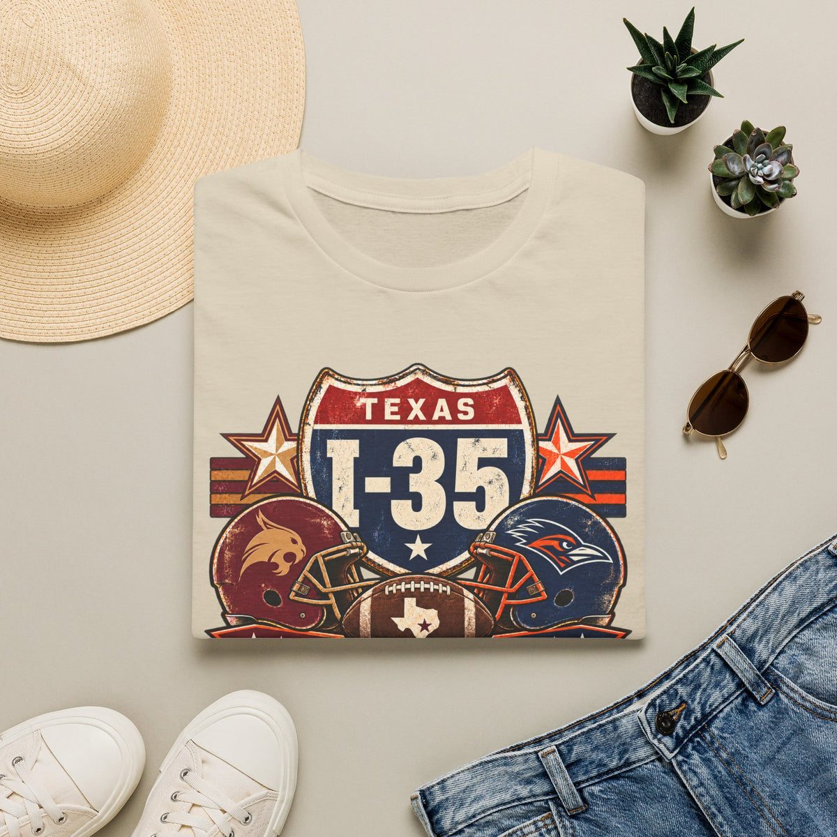 I-35 Texas Showdown Football T-Shirt – Texas State vs UTSA Game Day Tee